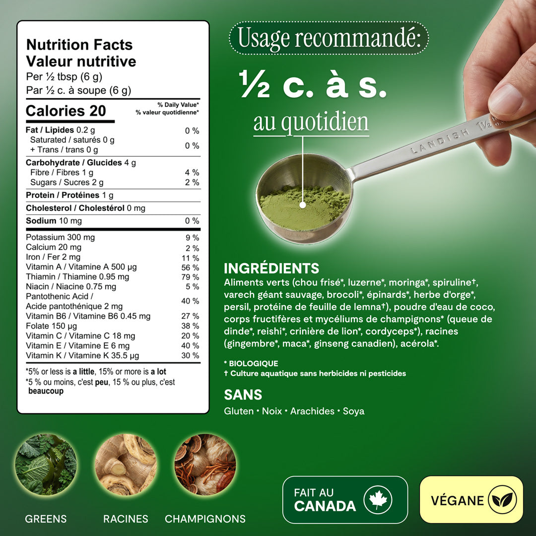 Aliments verts mélange adaptogène