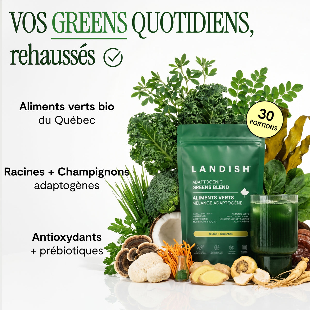 Aliments verts mélange adaptogène