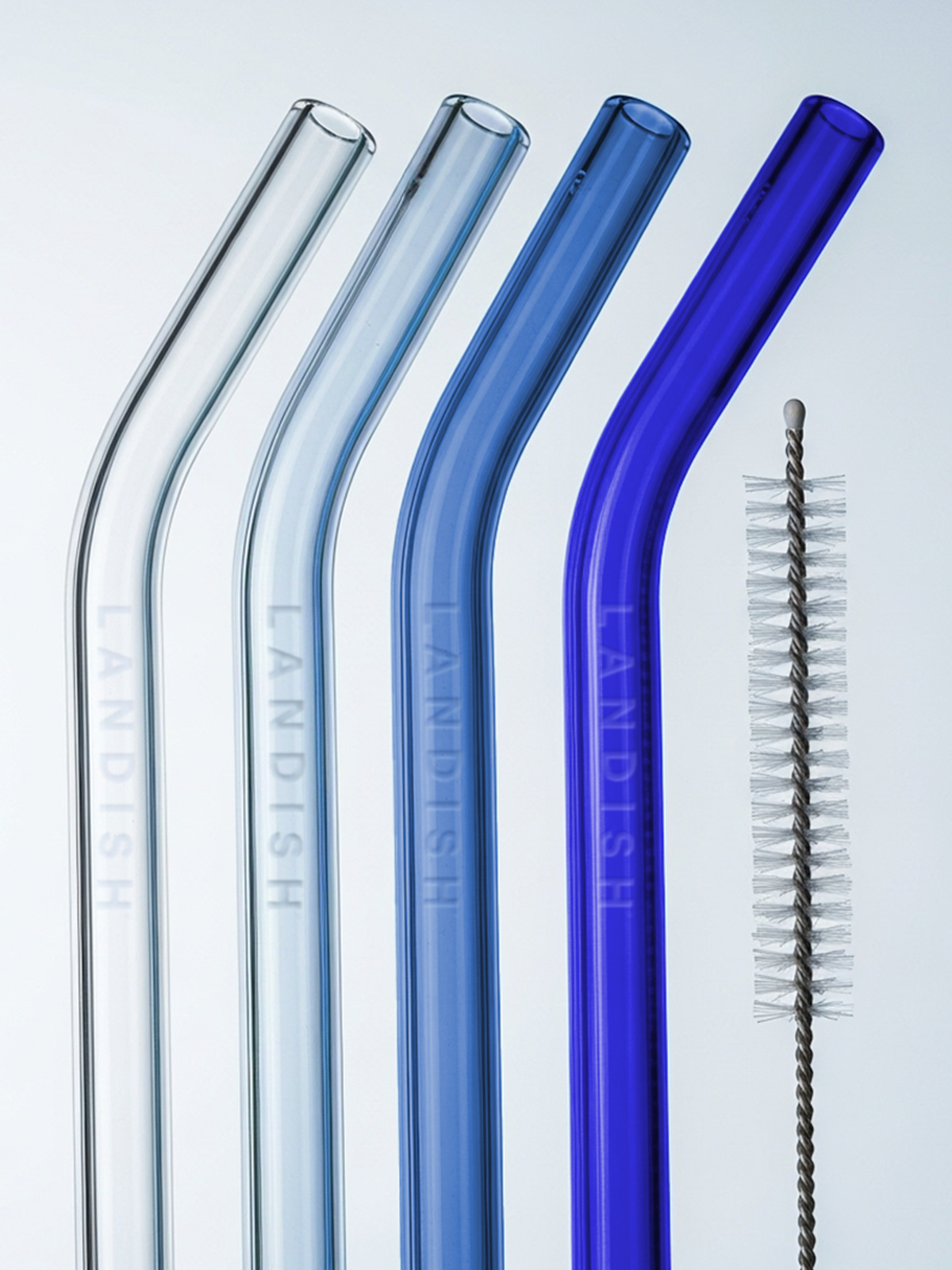 Pailles en verre • ensemble bleu