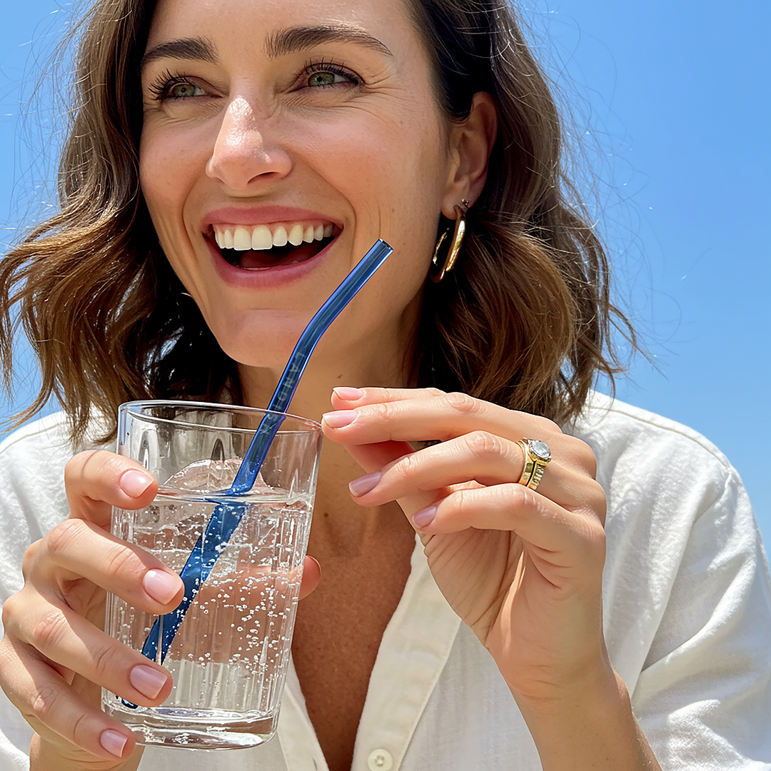 Pailles en verre • ensemble bleu